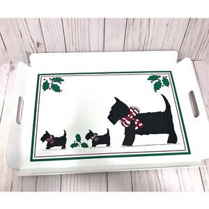 Vintage Mid Century Scottie Dog Christmas Serving Tray 1950's Holiday Kitchen